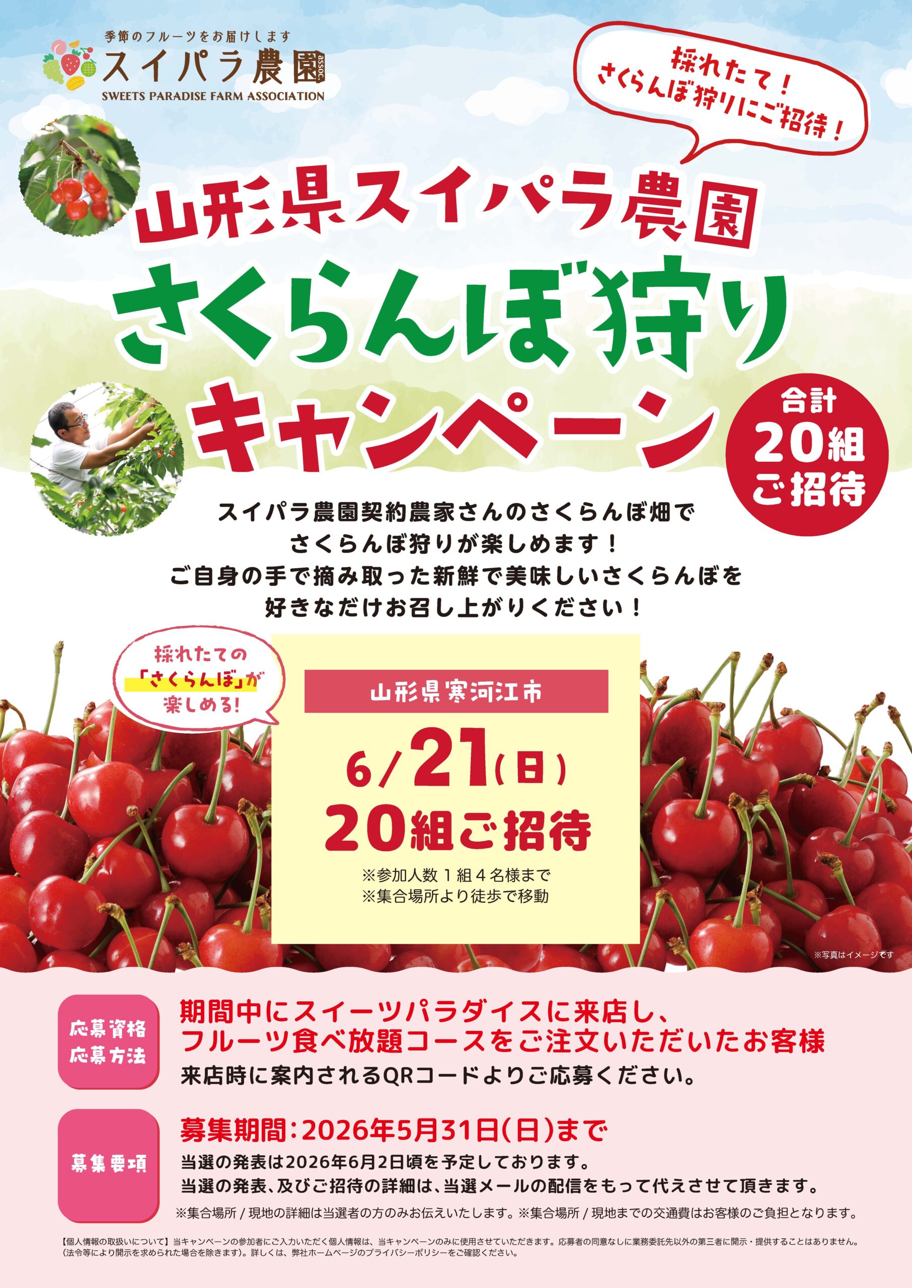 4/14~5/31】山形県のスイパラ農園で「さくらんぼ狩り」を楽しもう 